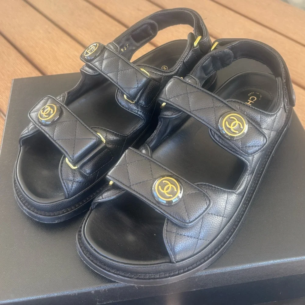 Chanel Quilted Dad Sandals - Sz 37 - Picture 3 of 11